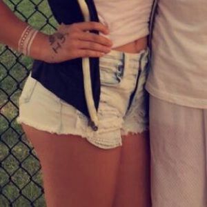 high wasted distressed jean shorts.